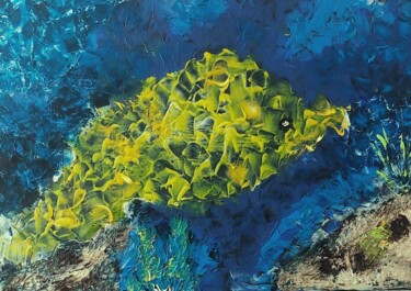 Malerei mit dem Titel "Aquatic Flower" von Pascaline Marquet Bernard, Original-Kunstwerk, Acryl