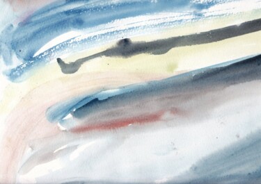 Painting titled "paysage abstrait 02…" by Pascale Masson, Original Artwork, Watercolor