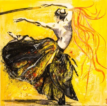 Malerei mit dem Titel "yellow-lyric-copier…" von Pascale Paule Joly, Original-Kunstwerk, Acryl