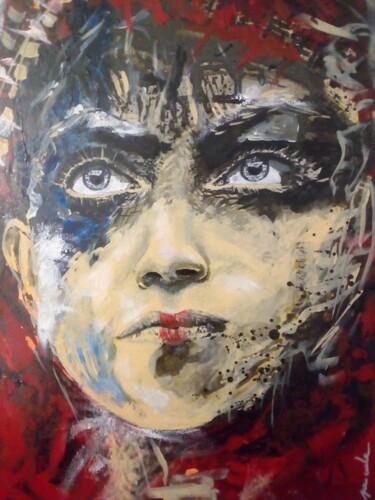 Painting titled "FACE 2" by Pascale Paule Joly, Original Artwork, Acrylic