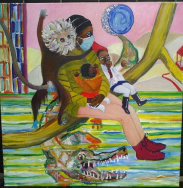Peinture intitulée "Mum' sapiens" par Pascale Perez, Œuvre d'art originale, Huile Monté sur Châssis en bois