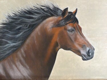 Painting titled "0003.jpg Cheval sau…" by Pascale Perrot, Original Artwork, Pastel