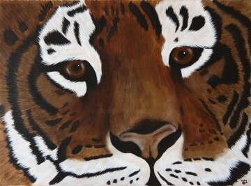 Peinture intitulée "Yeux du tigre (toil…" par Pascale Pfeiffer, Œuvre d'art originale