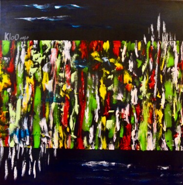 Painting titled "RIFF 2" by Pascale Rey-Texier, Original Artwork, Acrylic Mounted on Wood Stretcher frame
