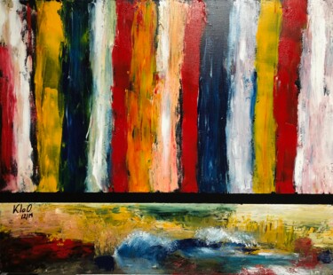 Painting titled "BASQUE 2" by Pascale Rey-Texier, Original Artwork, Acrylic Mounted on Wood Stretcher frame