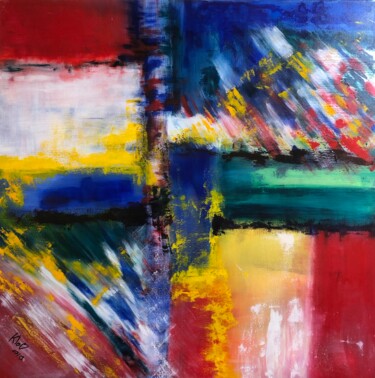 Schilderij getiteld "JAUNE" door Pascale Rey-Texier, Origineel Kunstwerk, Acryl Gemonteerd op Frame voor houten brancard