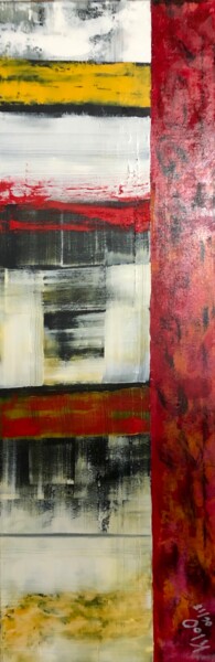Painting titled "MEMORY ROUGE" by Pascale Rey-Texier, Original Artwork, Acrylic Mounted on Wood Stretcher frame