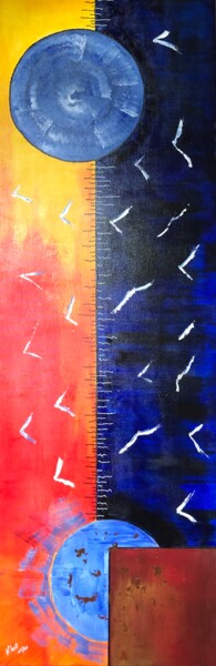 Painting titled "LES OISEAUX DE PASS…" by Pascale Rey-Texier, Original Artwork, Acrylic Mounted on Wood Stretcher frame
