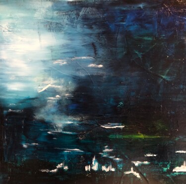 Painting titled "CREPUSCULE" by Pascale Rey-Texier, Original Artwork, Acrylic Mounted on Wood Stretcher frame