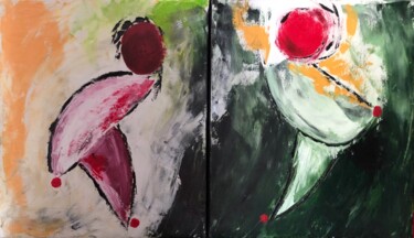 Painting titled "LES PAPOTES 1" by Pascale Rey-Texier, Original Artwork, Acrylic Mounted on Wood Stretcher frame