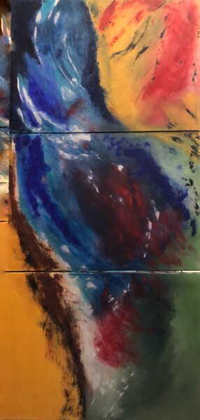 Painting titled "SOURCE" by Pascale Rey-Texier, Original Artwork, Acrylic Mounted on Wood Stretcher frame