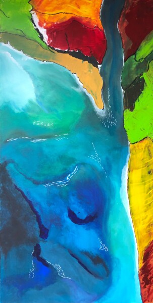 Painting titled "ESTUAIRE  8" by Pascale Rey-Texier, Original Artwork, Acrylic Mounted on Wood Stretcher frame
