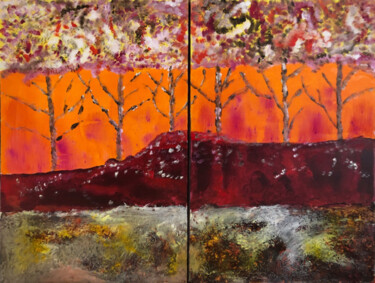 Painting titled "DANS LES BOIS DU LO…" by Pascale Rey-Texier, Original Artwork, Acrylic Mounted on Wood Stretcher frame