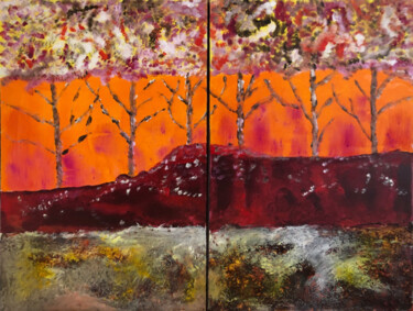 DANS LES BOIS DU LOUP Peinture intitulée "DANS LES BOIS DU LO…" par Pascale Rey-Texier, Œuvre d'art originale, Acrylique Monté sur Châssis