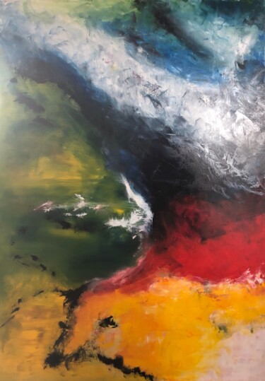 JOYEUX Peinture intitulée "JOYEUX" par Pascale Rey-Texier, Œuvre d'art originale, Huile Monté sur Châssis