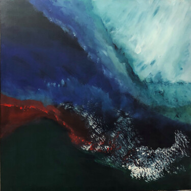Painting titled "ETNA" by Pascale Rey-Texier, Original Artwork, Acrylic Mounted on Wood Stretcher frame