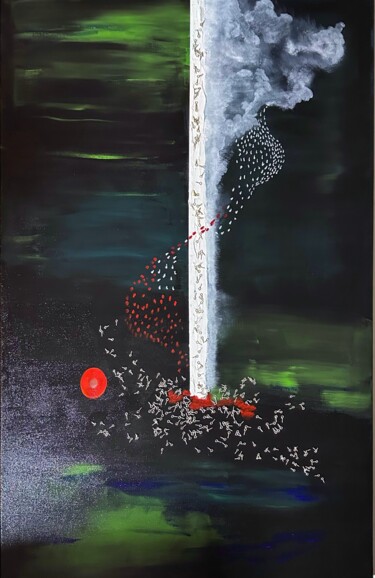 Картина под названием "DE LARMES ET DE SANG" - Pascale Rey-Texier, Подлинное произведение искусства, Акрил Установлен на Дер…
