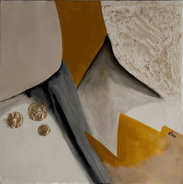 Painting titled "GRAND OCRE 3" by Pascale Rey-Texier, Original Artwork, Acrylic Mounted on Wood Stretcher frame