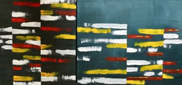 Painting titled "CLAVIER 2 et 3 DETA…" by Pascale Rey-Texier, Original Artwork, Acrylic Mounted on Wood Stretcher frame