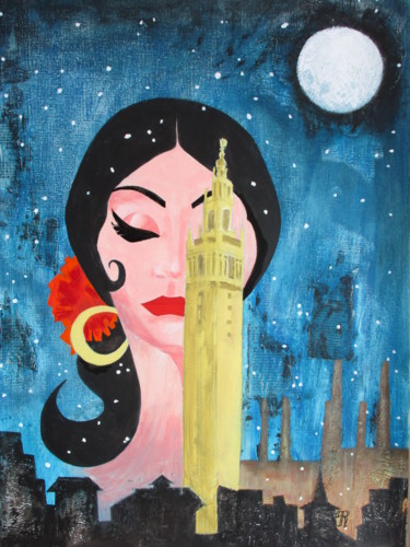 Peinture intitulée "La Noche" par Pascale Rodriguez, Œuvre d'art originale, Acrylique