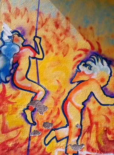 Pintura intitulada "Décoration du préau…" por Pascale Rodriguez, Obras de arte originais, Tinta spray