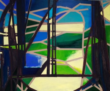 Peinture intitulée "harmonie bleu-vert" par Pascale Rodriguez, Œuvre d'art originale, Acrylique
