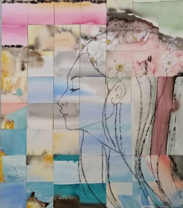 Peinture intitulée "Lucie côte d'albâtre" par Pascale Rodriguez, Œuvre d'art originale, Aquarelle