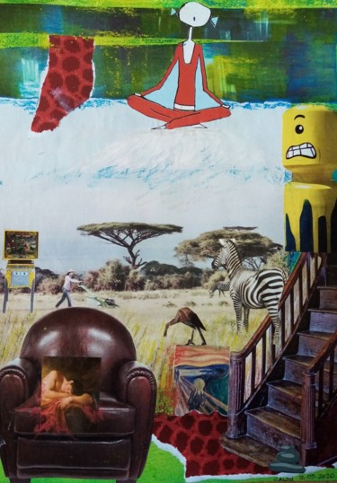 Kilimandjaro Collages intitulée "Kilimandjaro" par Pascale Rodriguez, Œuvre d'art originale, Gouache
