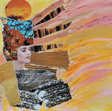 Collages titled "Rêverie" by Pascale Rodriguez, Original Artwork, Acrylic Mounted on Cardboard