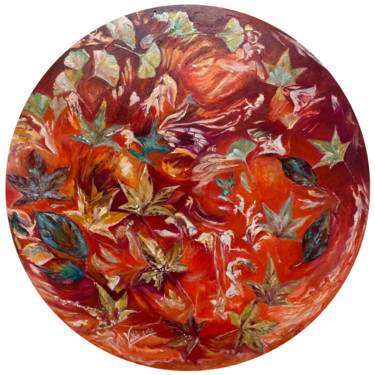 Pintura intitulada "Envol de feuilles d…" por Pascale Vallée, Obras de arte originais, Acrílico