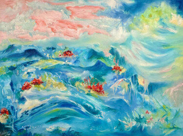 Pintura intitulada "Balai aquatique" por Pascale Vallée, Obras de arte originais, Óleo