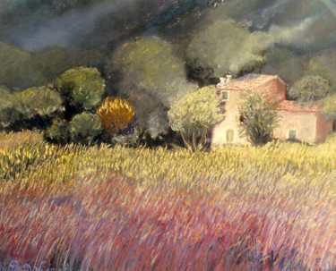 Peinture intitulée "La Maison perdue" par Pascale Dormoy-Vignals, Œuvre d'art originale, Pastel