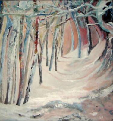Malarstwo zatytułowany „Forêt sous la neige” autorstwa Pascale Dormoy-Vignals, Oryginalna praca, Akryl