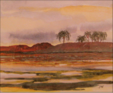 Peinture intitulée "Terres lointaines" par Pascale Dormoy-Vignals, Œuvre d'art originale, Aquarelle