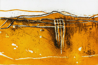 Gravures & estampes intitulée "Au loin jaune" par Pascale Aurignac, Œuvre d'art originale, Eau-forte