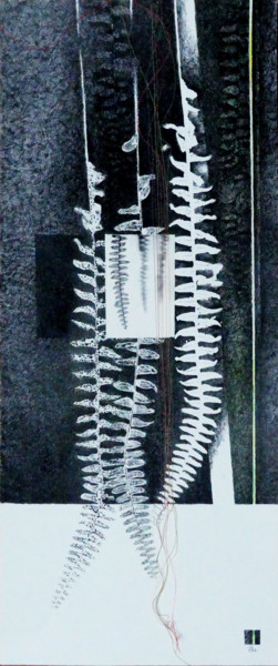 Dessin intitulée "Feuilles fougères" par Pascale Aurignac, Œuvre d'art originale, Encre