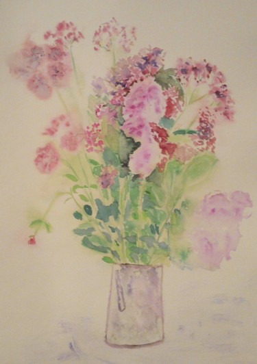 Malarstwo zatytułowany „bouquet de fleurs d…” autorstwa Pascale Coutoux, Oryginalna praca, Akwarela