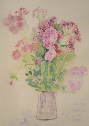 Pittura intitolato "bouquet de fleurs d…" da Pascale Coutoux, Opera d'arte originale, Acquarello