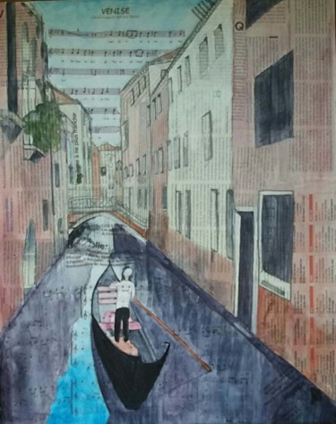 Malerei mit dem Titel "Venise aquarelle su…" von Pascale Coutoux, Original-Kunstwerk, Aquarell