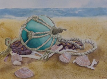 Painting titled "La mer qu'on voit d…" by Pascale Coutoux, Original Artwork, Watercolor