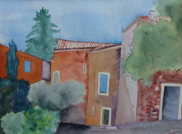 Painting titled "On dirait le sud" by Pascale Coutoux, Original Artwork, Watercolor