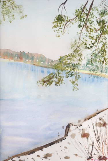 Peinture intitulée "Lac des Settons en…" par Pascale Coutoux, Œuvre d'art originale, Aquarelle