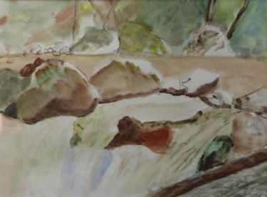 Painting titled "cascade et torrent…" by Pascale Coutoux, Original Artwork, Watercolor
