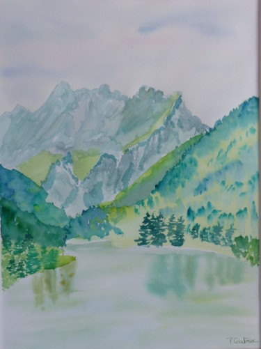 Pittura intitolato "Lac Vallon et Roc d…" da Pascale Coutoux, Opera d'arte originale, Acquarello