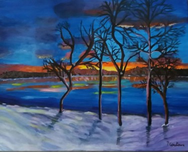 Painting titled "Coucher de soleil e…" by Pascale Coutoux, Original Artwork, Acrylic