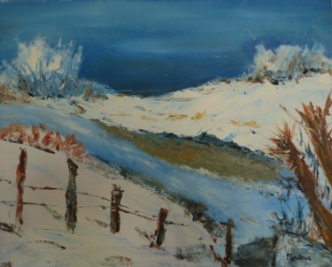 Painting titled "neige en Aubrac" by Pascale Coutoux, Original Artwork, Oil