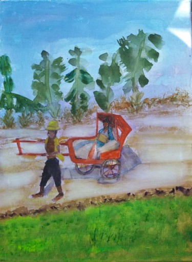 Pintura intitulada "madagascar le pouss…" por Pascale Coutoux, Obras de arte originais, Aquarela