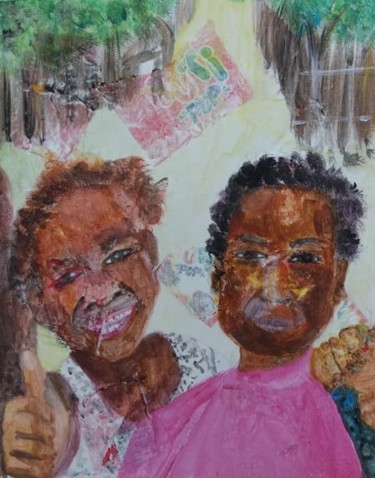 Peinture intitulée "Enfants de Madagasc…" par Pascale Coutoux, Œuvre d'art originale, Acrylique