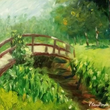 Painting titled "le petit pont de bo…" by Pascale Coutoux, Original Artwork, Oil