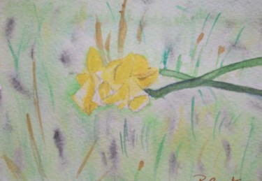 Schilderij getiteld "fleur jaune de prin…" door Pascale Coutoux, Origineel Kunstwerk, Aquarel